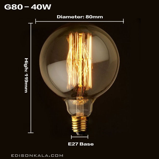 لامپ حبابی ادیسون g80 size