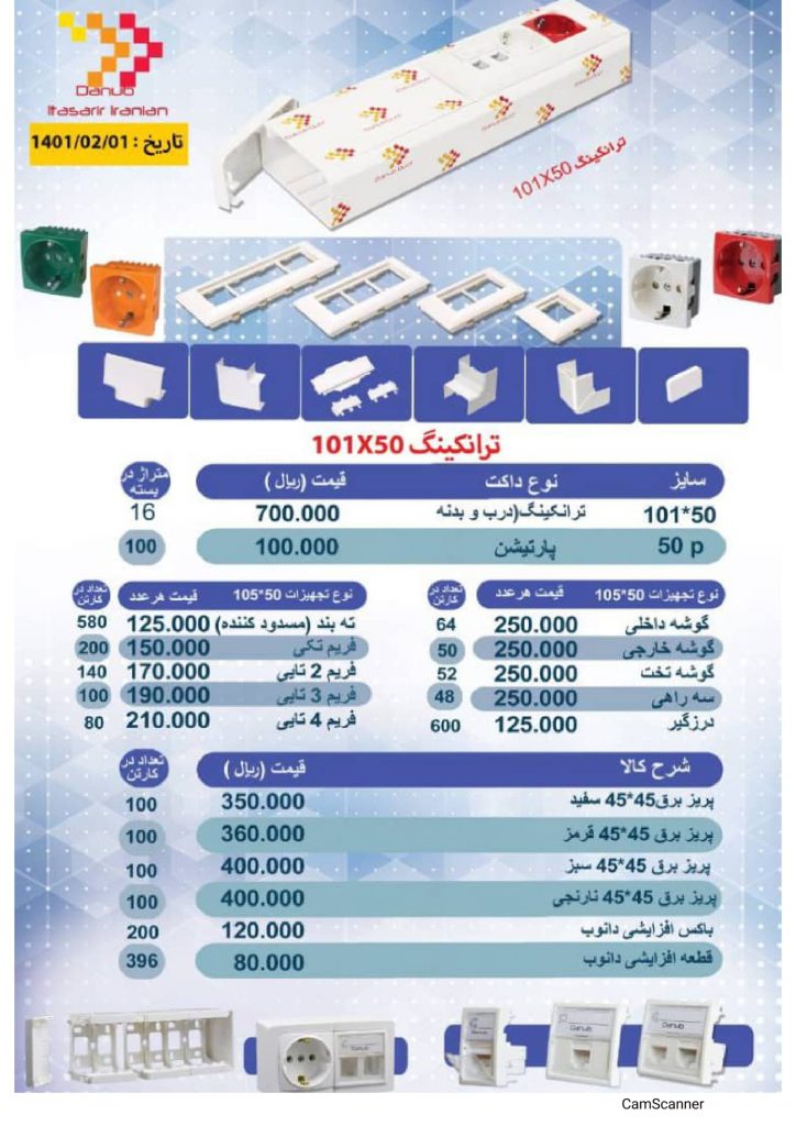 لیست قیمت اردیبهشت 1401 داکت دانوب-4