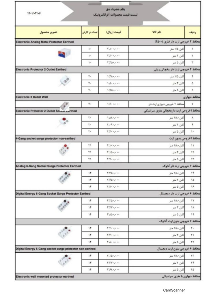 لیست قیمت اردیبهشت 1401 محصولات آفر-2