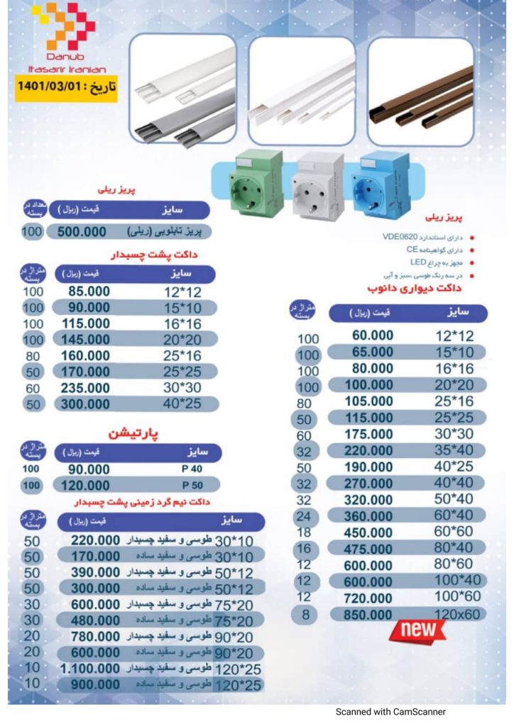 لیست قیمت خرداد 1401 داکت دانوب-2