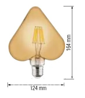 سایز لامپ قلب فلامینتی 6 وات