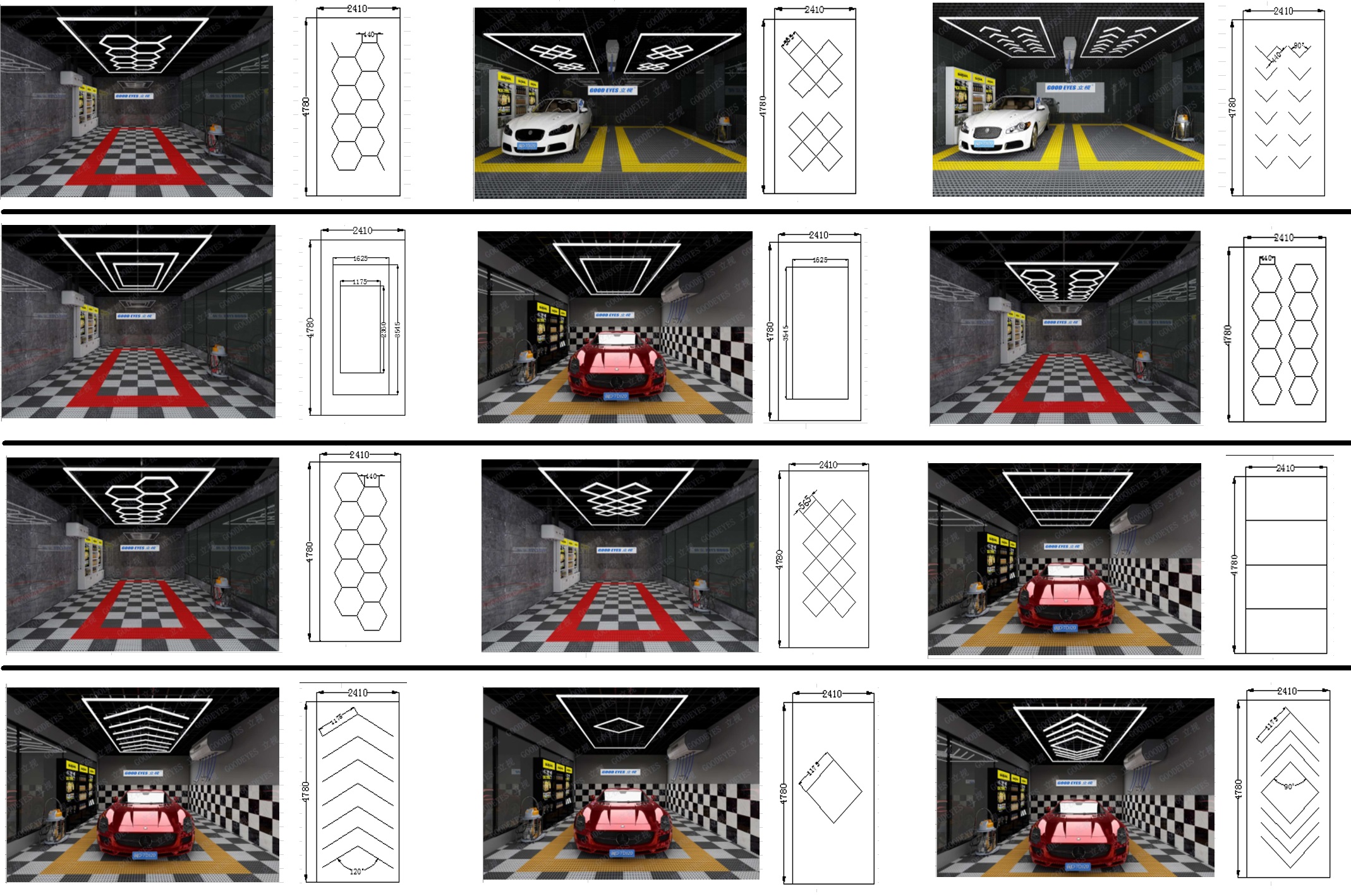 طراحی لاینر نوری طرح هگزان هشت وجهی مخصوص پارکینگ
