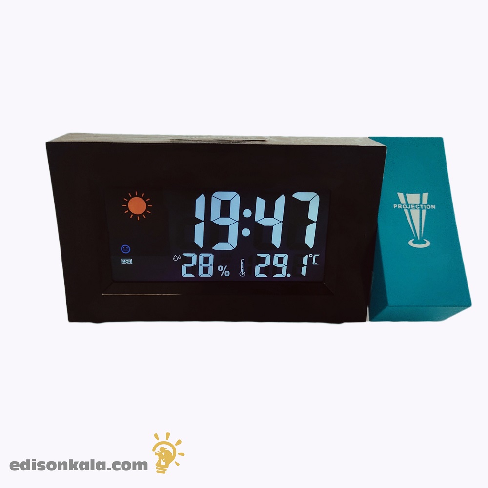 ساعت رومیزی زنگ دار دیجیتال همراه با پروژکتور نمایش دما و رطوبت8290