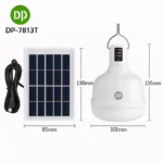 چراغ شارژی 38 وات DP-7813T + پنل خورشیدی و باتری قوی مناسب سفر و خانه