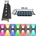 اندازه چراغ دیواری خورشیدی RGB طرح قطاری دوطرفه ۱۰ وات